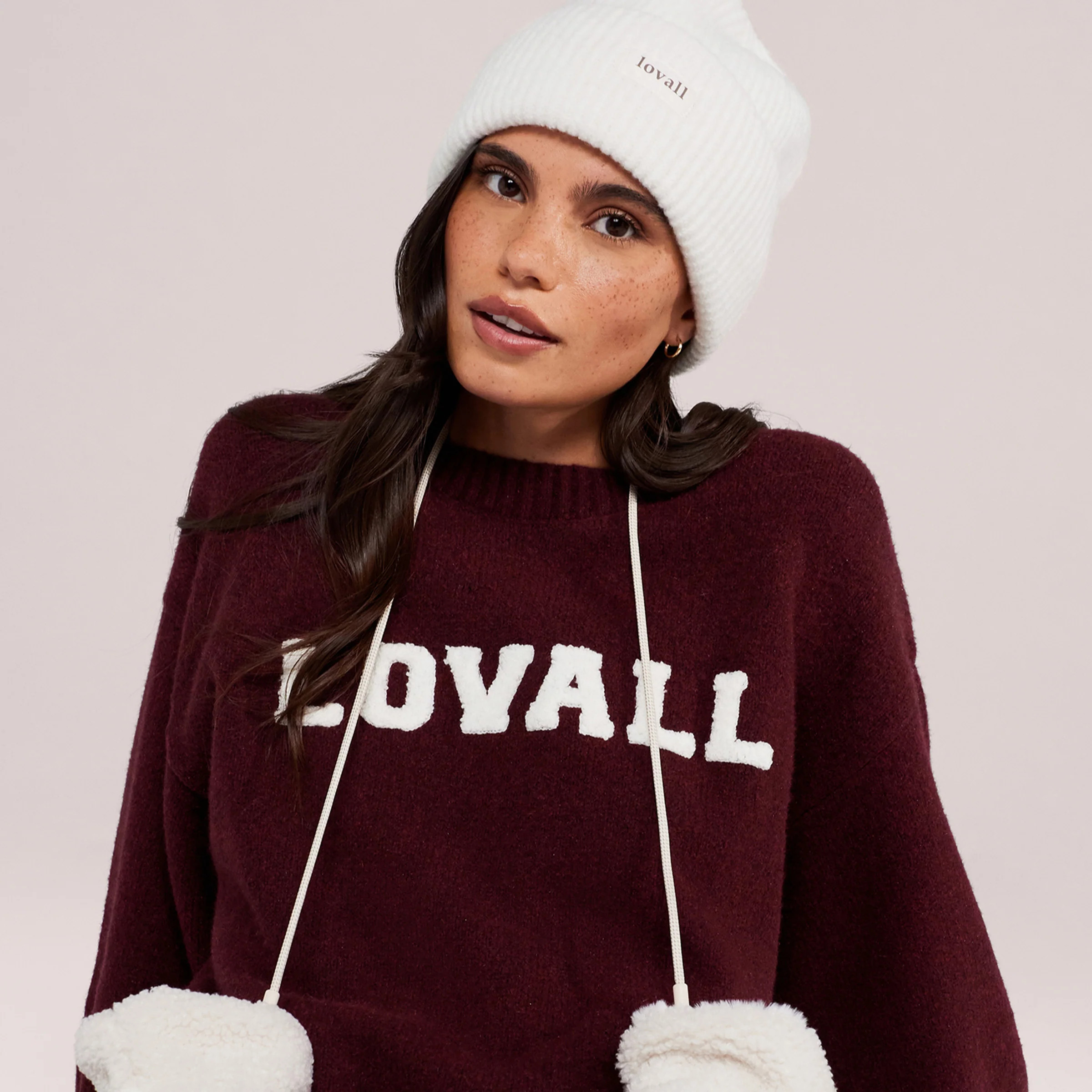 Varsity Knit Oversized Jumper - Burgundy | LOVALL