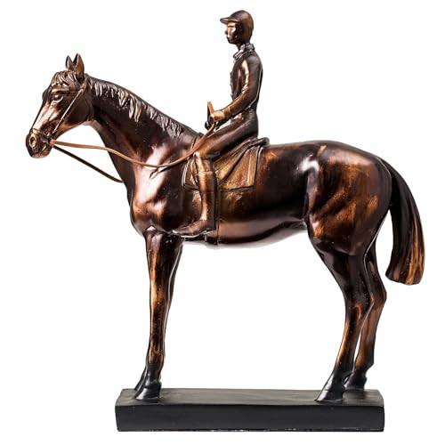 Lukitas Horse Rider Statues and Sculptures, Horse Racing Figurine Home Decor, Equestrian Gift for Horse Lovers, Horseback Riding Ornament, Resin 10.5'' | Amazon (US)