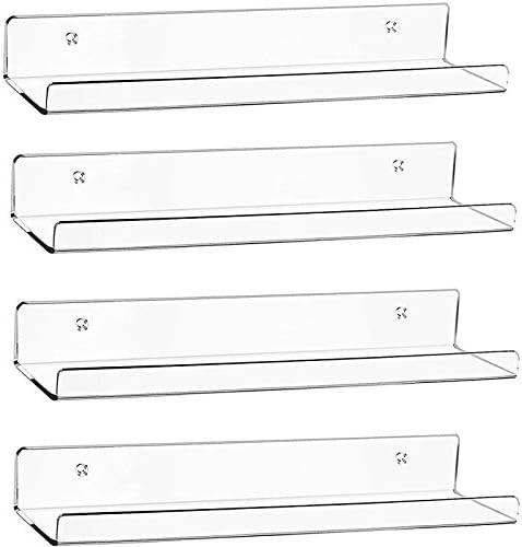 Acrylic Floating Wall Ledge Shelf, Wall Mounted Nursery Kids Bookshelf, Invisible Spice Rack, Clear  | Amazon (US)