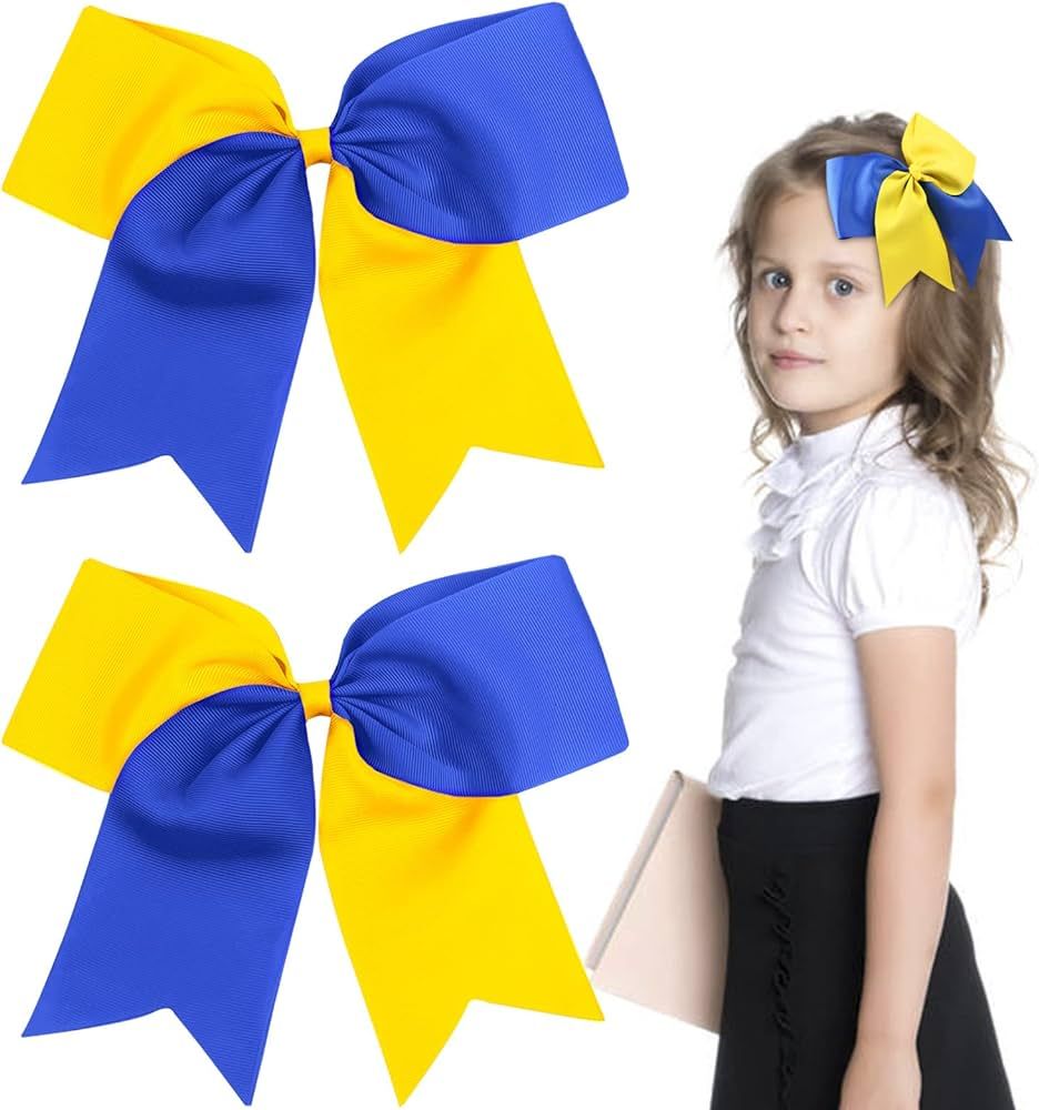 2PCS 8" Jumbo Cheer Bow Clip with Tails, Oaoleer Large Cheerleading Hair Bows for Girls Teen Soft... | Amazon (US)