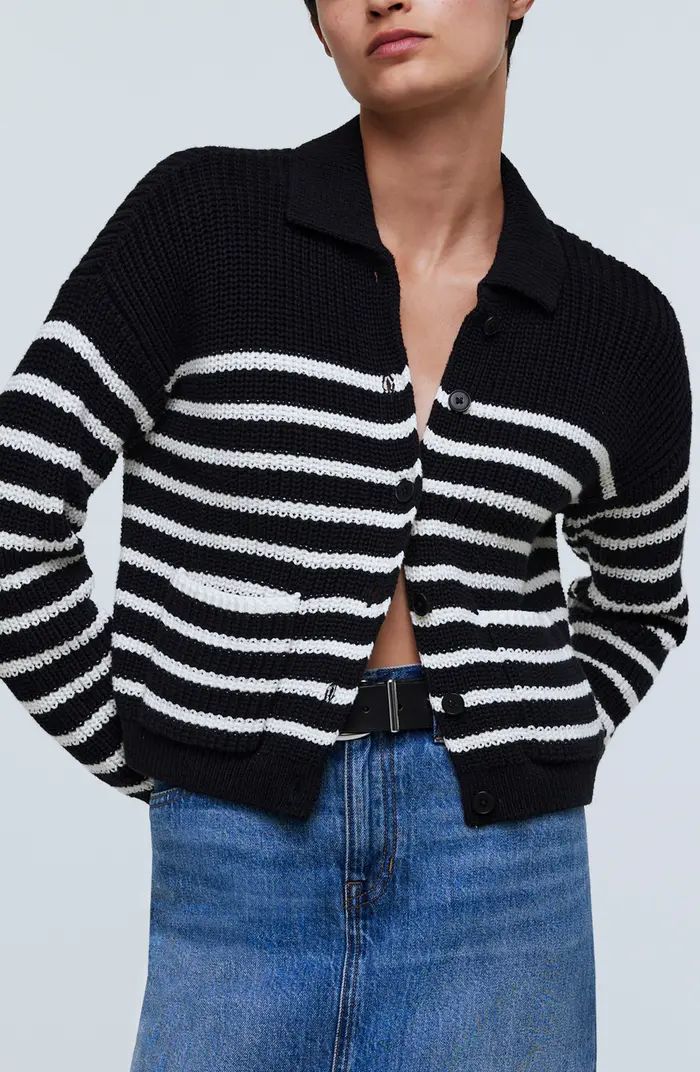 Madewell Melanie Stripe Cotton Crop Cardigan Sweater | Nordstrom | Nordstrom