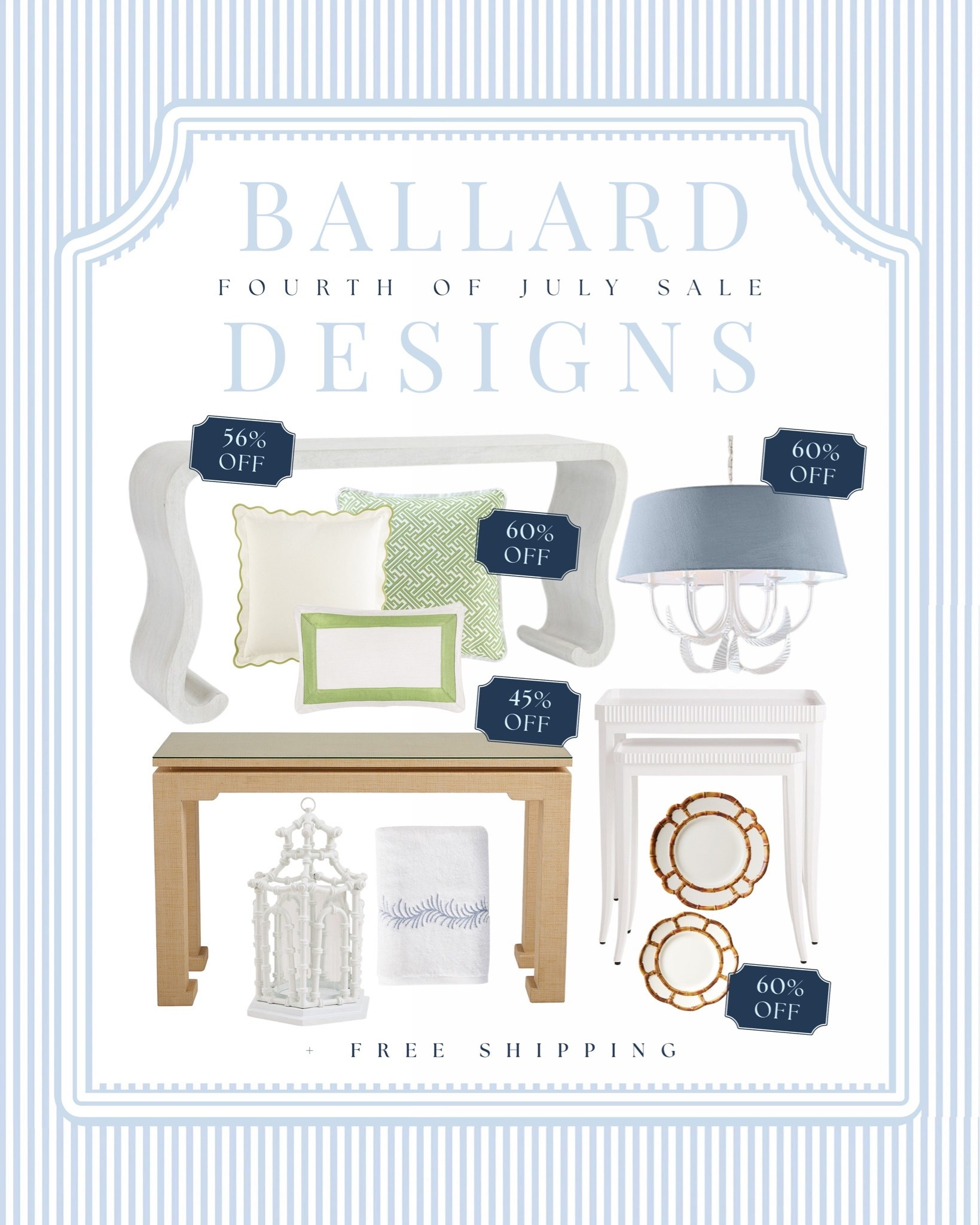 4th of July Sale finds from Ballard Designs! Free Shipping with Code: BD8N9C7B

The Ballard Designs Fourth of July Sale is one you don’t want to miss! 🤍 If you’ve been eyeing coastal home decor, designer-inspired furniture (console tables), lighting, pillows, mirrors, or accent pieces, now is the perfect time to shop.

I’m rounding up my favorite Ballard Designs sale finds—from statement lighting to beautiful rattan furniture, classic coastal accessories, and timeless home decor—all linked for you in my LTK.

✨ Save this post for your next home refresh!

#BallardDesigns #BallardDesignsSale #CoastalHomeDecor #HomeDecorDeals #DesignerInspired #CoastalStyle #TraditionalHome #GrandmillennialStyle #InteriorInspiration #HomeDecorFinds #LTKSale #FourthOfJulySale #LivingRoomInspo #CoastalLiving

#LTKHome #LTKHome #LTKSaleAlert