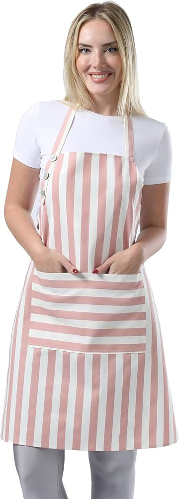 Kitchen Apron Waterdrop Resistant Cotton Apron with adjustable Aprons for Women with Pockets Cook... | Amazon (US)