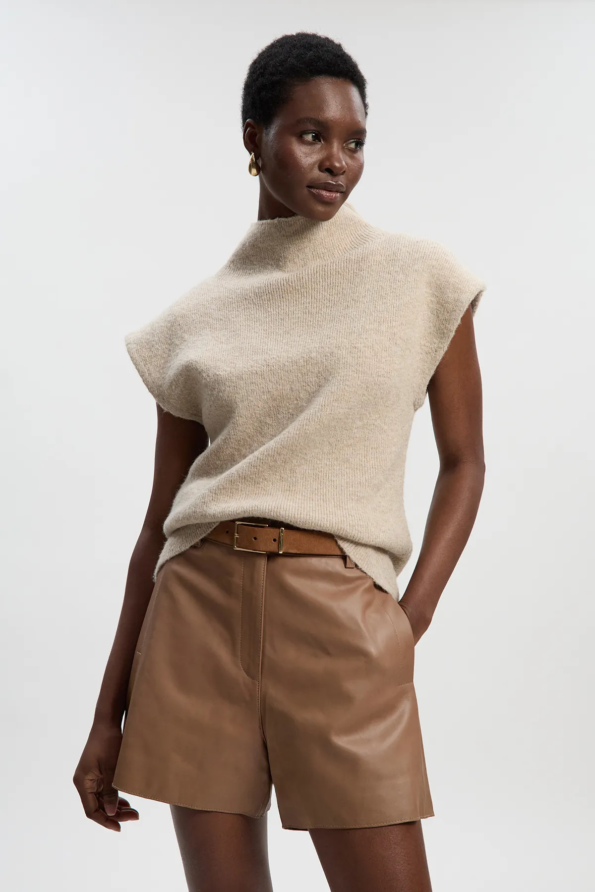 Leather Tailored Shorts | Karen Millen UK + IE + DE + NL