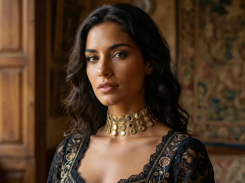 Mirage Drop Mirror Choker: Golden Handmade Boho Neck Collar | Etsy (US)