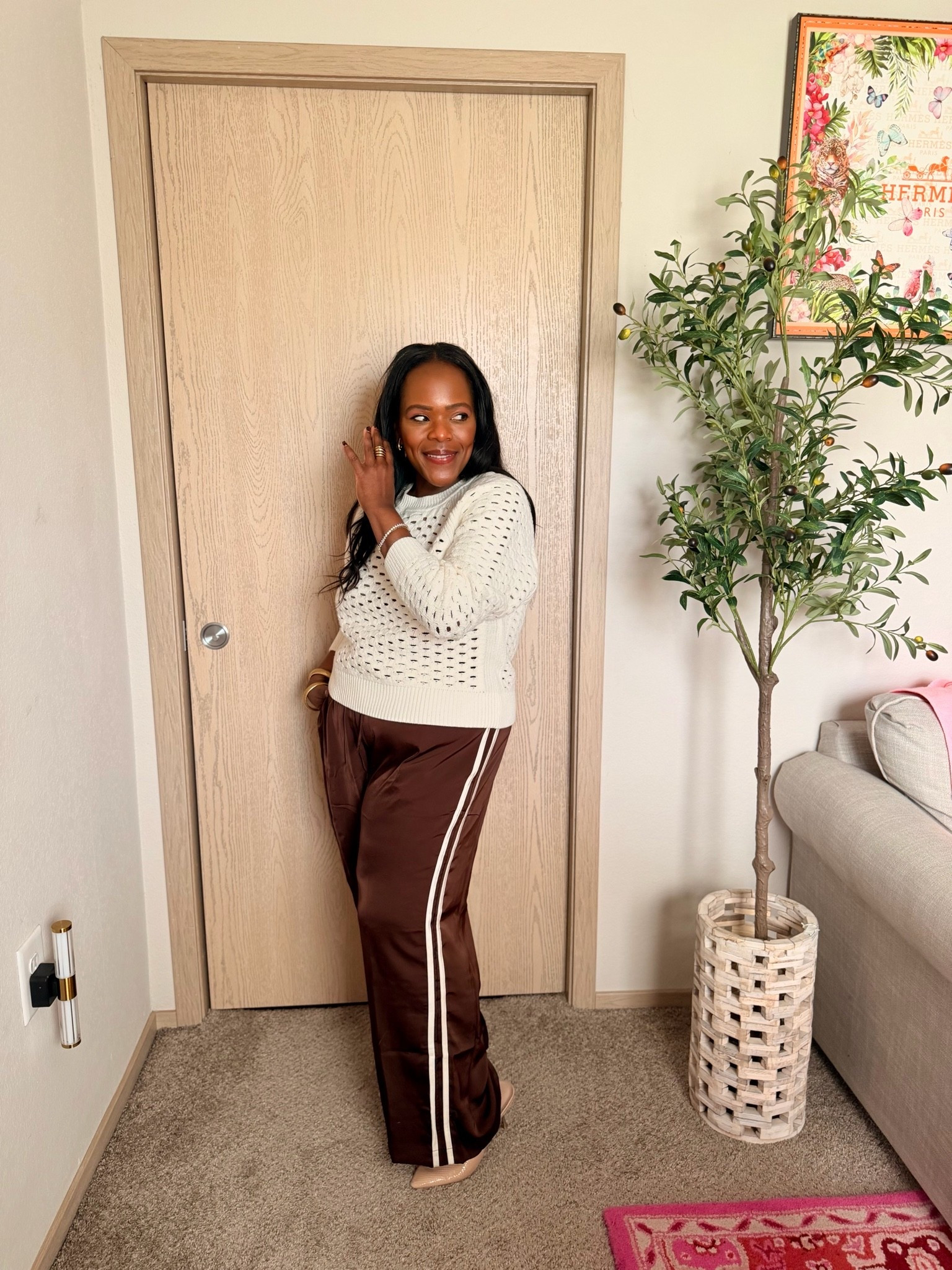 Old Navy satin tracksuit pants in a gorgeous chocolate brown shade!! Wearing the Large petite.

#LTKgrwm #LTKootd #LTKMidsize