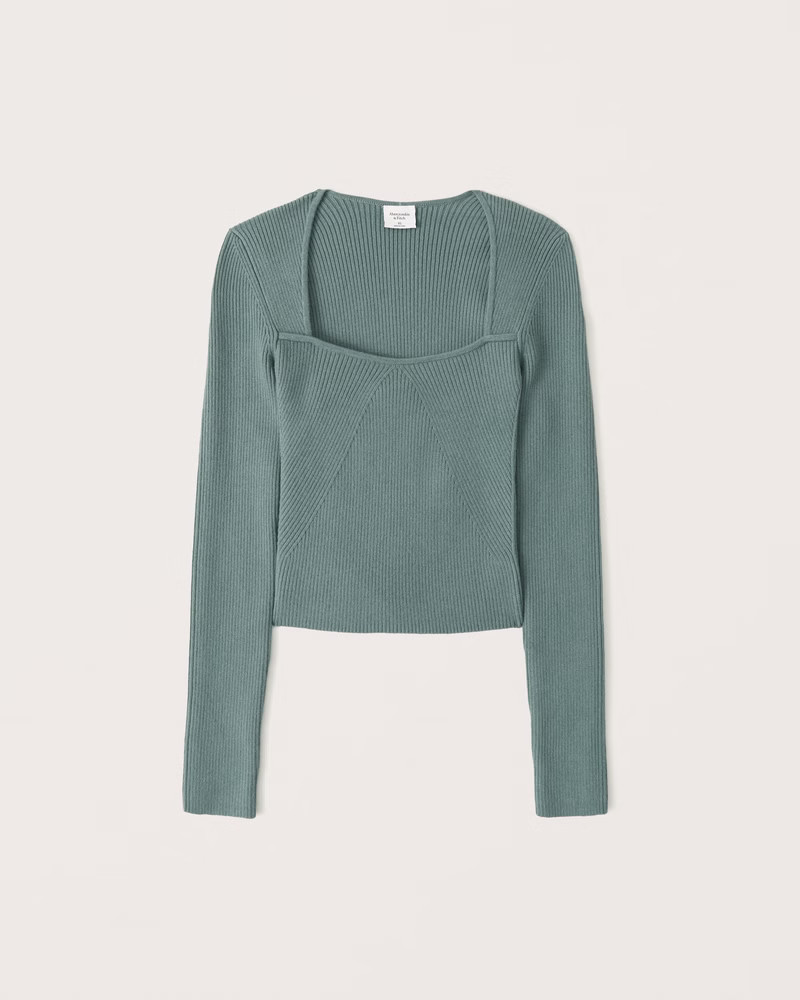 Slim Long-Sleeve Portrait Neck Top | Abercrombie & Fitch (US)