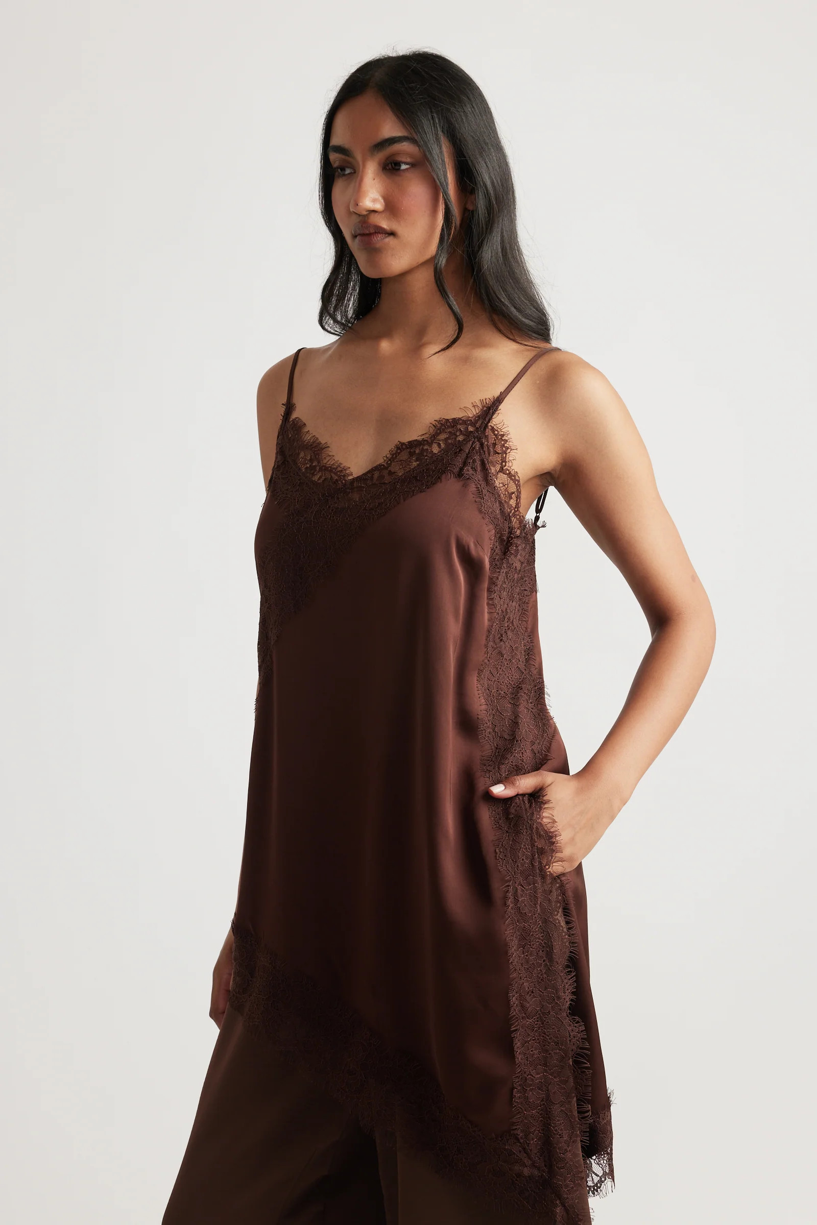 Karla Lace Tunic - Teak Brown | DECJUBA