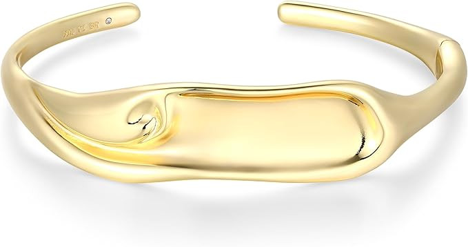 Amazon Essentials (Demi's Pick) Sculpted Cuff Bracelet for Women - Gold-Tone Fine Silver Plated B... | Amazon (US)