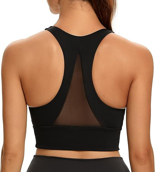 Lemedy Mesh Open Back Sports Bras for Women Racerback Padded Yoga Crop Tank Top | Amazon (US)