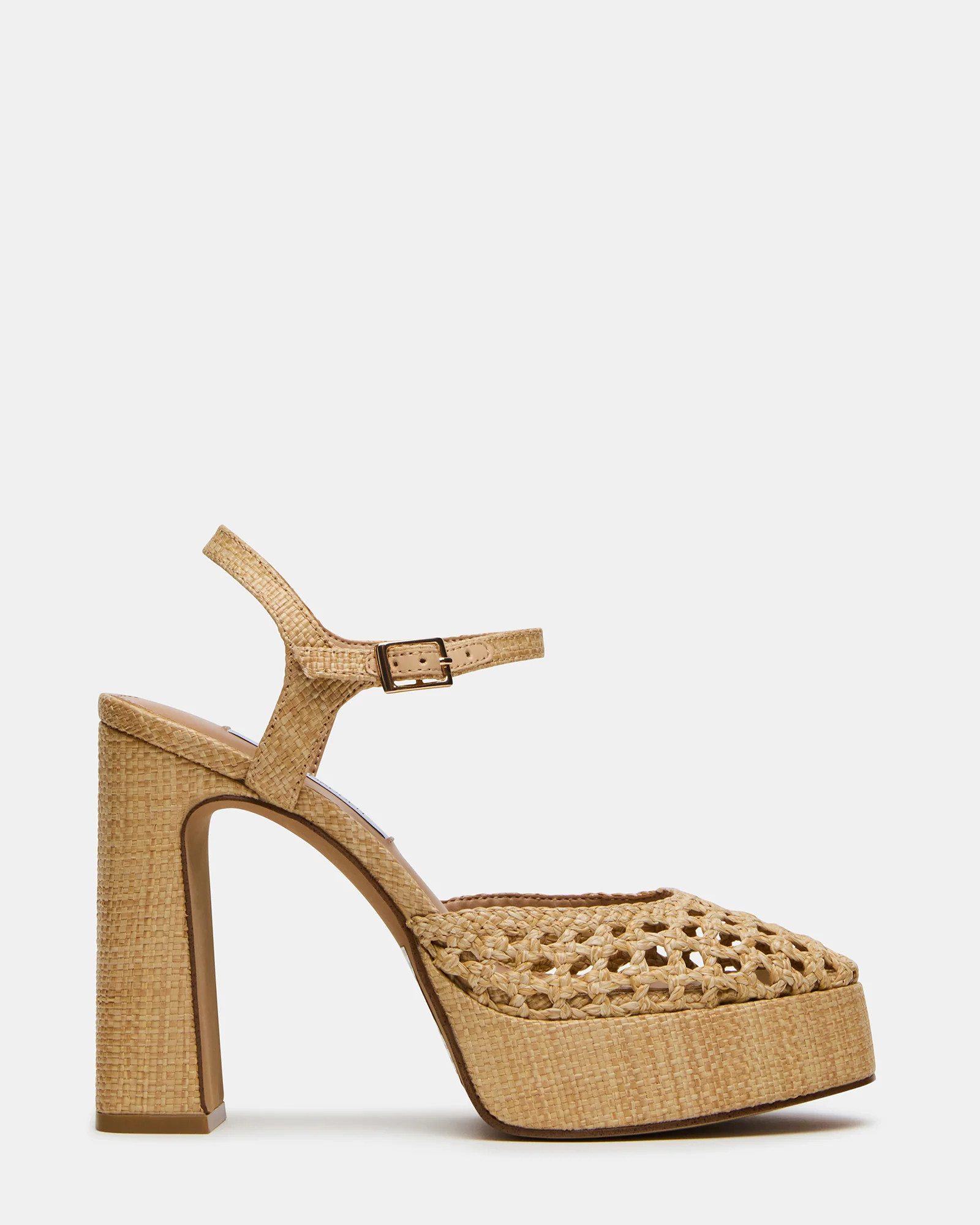 Steve Madden Women's Lexie Raffia Block Heels - Natural - Size 9.5 - Leather | Steve Madden (US)