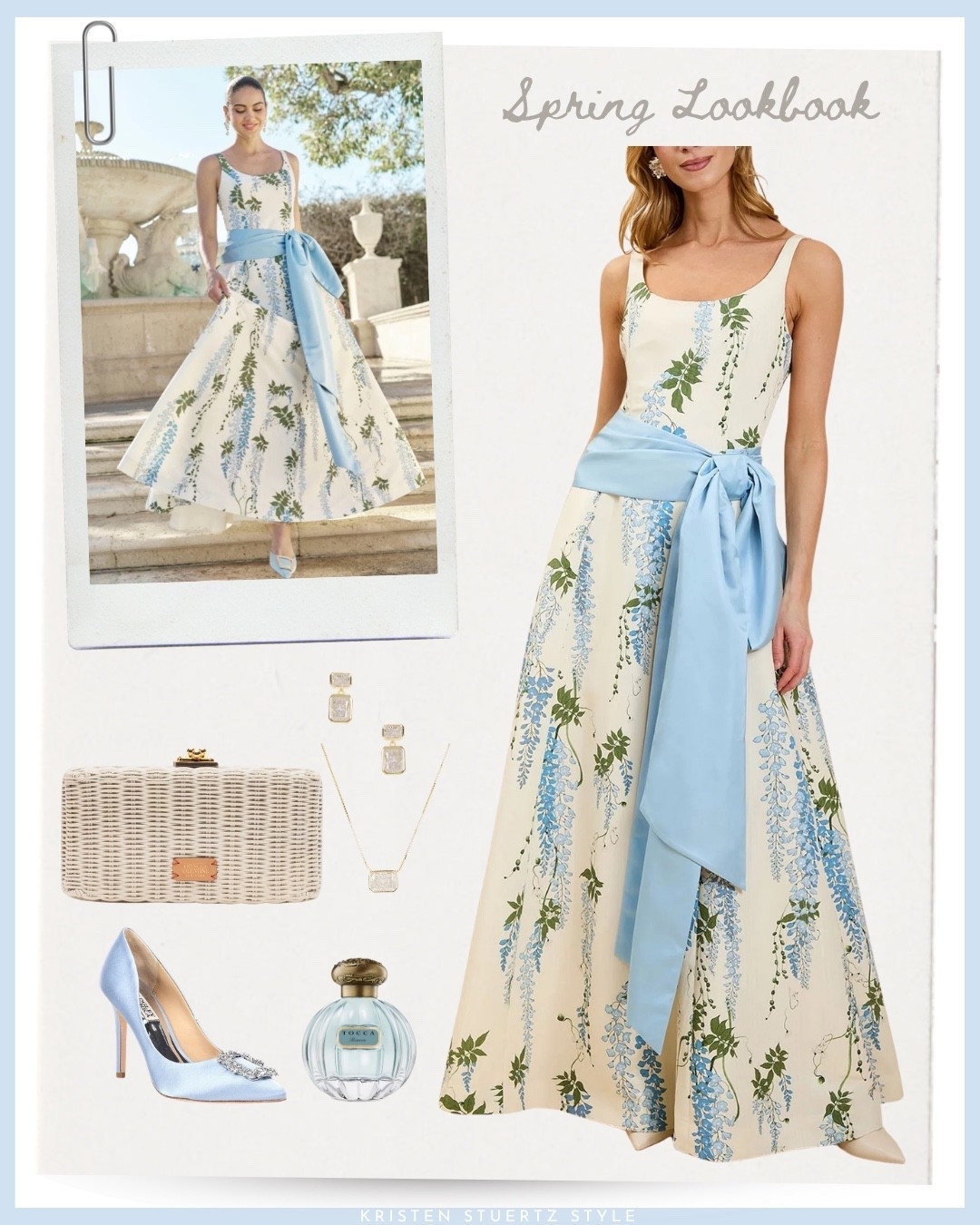 An elegant gown for Easter! Paired with a large waist belt bow, satin heels, wicker clutch, and gold accessories, it’s an elegant Easter statement dress! 

@ltk 

#easter outfits women #date night outfits #spring outfits 2026 #spring dresses #easter dress women #vacation outfits beach #ltkshoecrush #ltkseasonal

#LTKOver40 #LTKTall #LTKootd