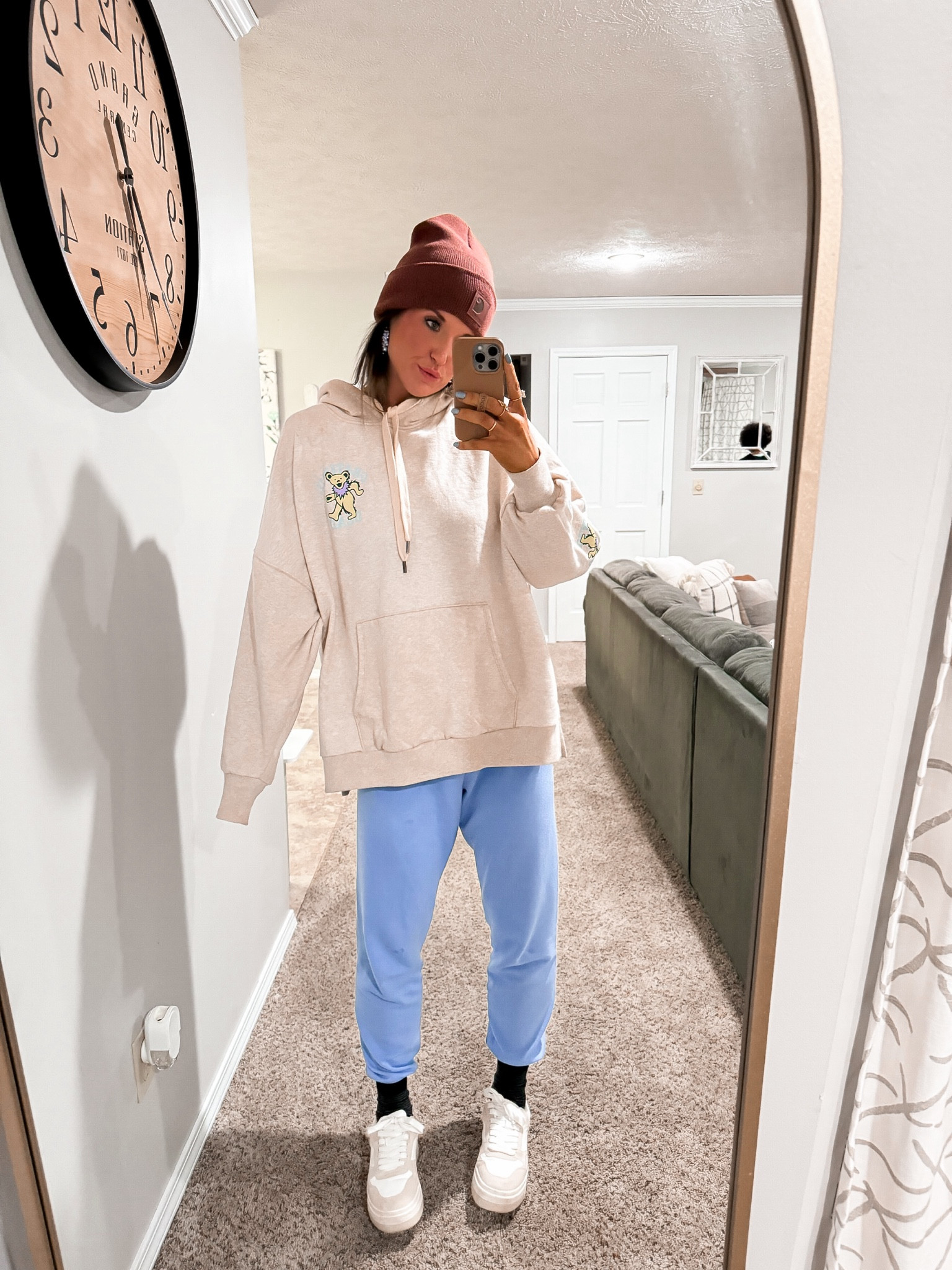 In today’s cozy style diary | winter is wintering hard here so she was trying to stay warm | wearing all aerie/A&E sale finds  
#comfycasual #graphic #oversizedhoodie #wintervibe #staywarm 

#LTKfindsunder50 #LTKsalealert #LTKSeasonal