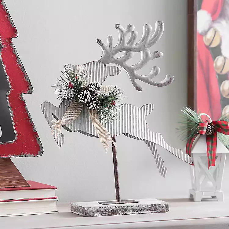 Left-Facing Corrugated Metal Reindeer Statue | Kirkland's Home