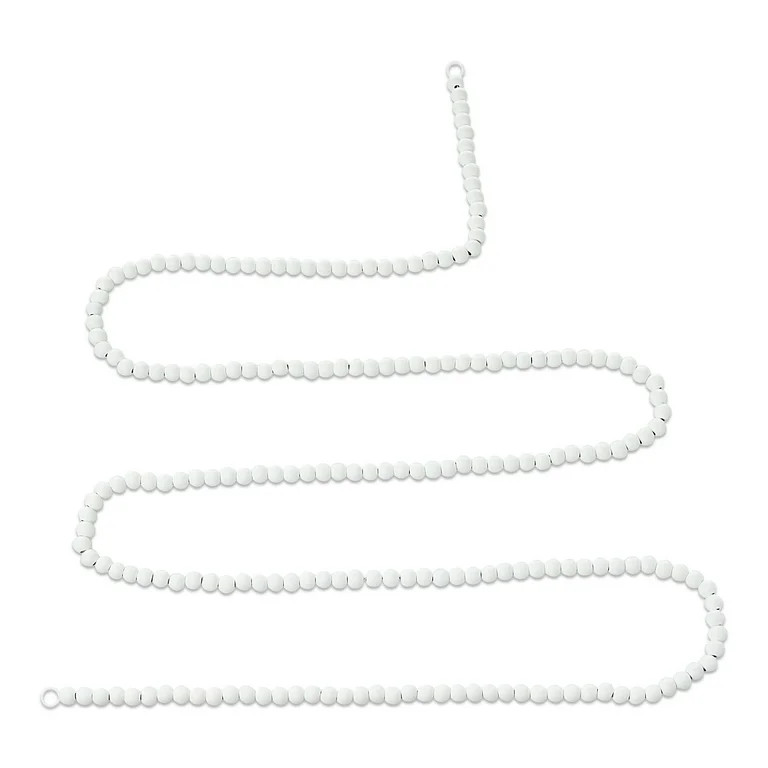 Round 14mm Wood Bead Christmas Garland, White, 9', by Holiday Time | Walmart (US)