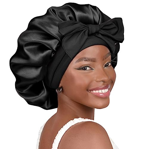 YANIBEST Silk Bonnet for Sleeping Women Satin Bonnet Double Layer Satin Lined Hair Bonnet with Ti... | Amazon (US)