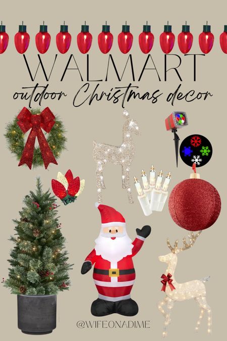 These Walmart finds are so fun!!  Affordable outdoor Christmas decor finds include an inflatable Santa, large outdoor ornaments, reindeers, lights and more! 

Christmas decor, holiday decor, Walmart Christmas finds, Walmart holiday finds, Christmas lights, Christmas inflatables, Christmas porch decor, front door wreath 

#LTKhome #LTKHoliday #LTKSeasonal