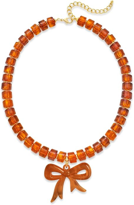 Amber Acrylic Chunky Heart Penadnt Necklace for Women Exaggerated Statement Puff Heart Choker Nec... | Amazon (US)