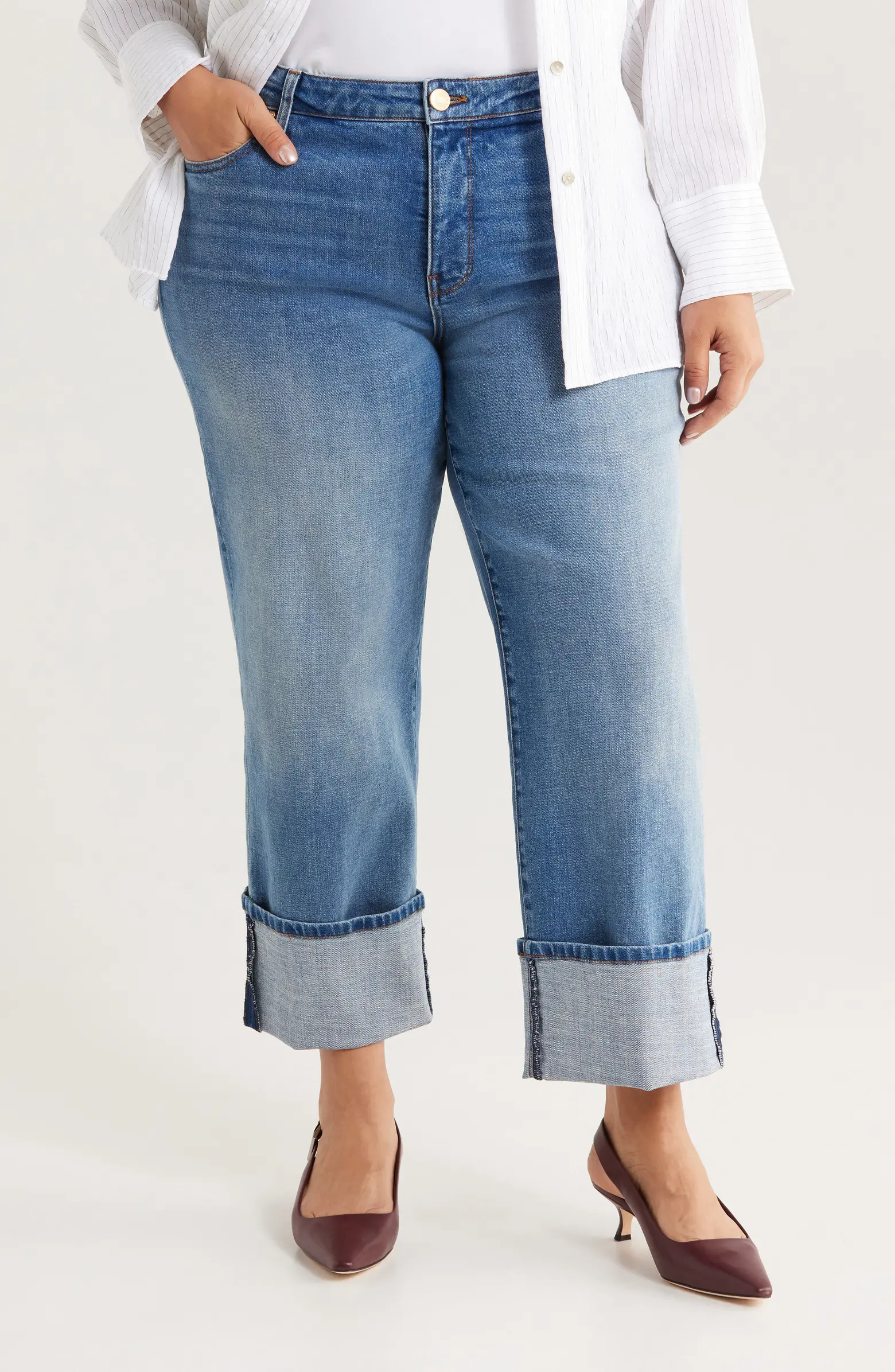 KUT from the Kloth Sienna Cuffed High Waist Wide Leg Jeans | Nordstrom | Nordstrom