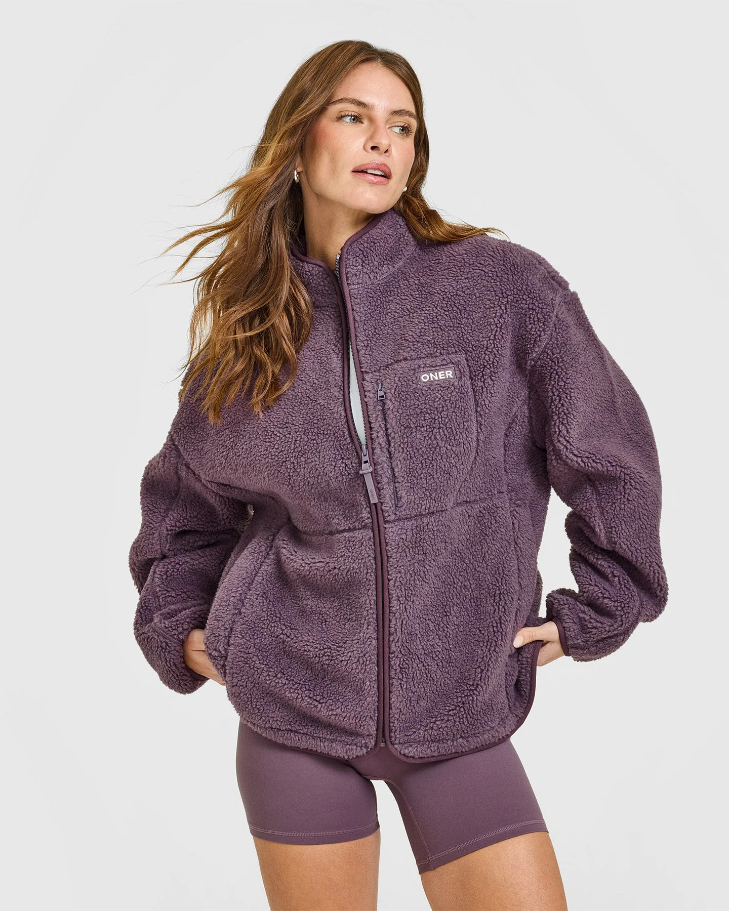 Fleece Jacket with Chest Pocket 
 Vintage Purple | Oner Active (UK / US)