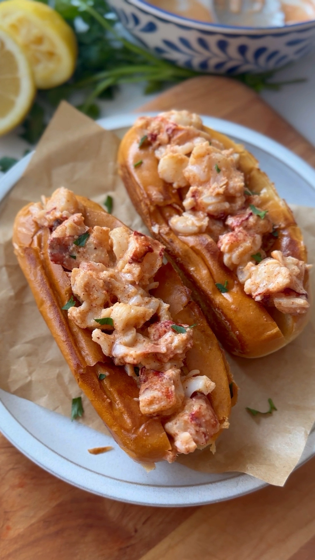 Lobster tail is a luxury meal. It's meaty in texture, non-fishy in taste, and fairly easy to make. There's really nothing quite like it. Get cold water lobster from the butcher at your grocery store.

What you'll need:
1-2 pounds of lobster tails (1 small tail per sandwich)
2 Tbl butter, melted
a few dashes of paprika
a few dashes of garlic powder
a few dashes of onion powder
juice from 1/2 a lemon (or less)
pinch of salt

More recipes like this at Hollandhouseeatery.com 

#LTKVideo #LTKfamily #LTKhome