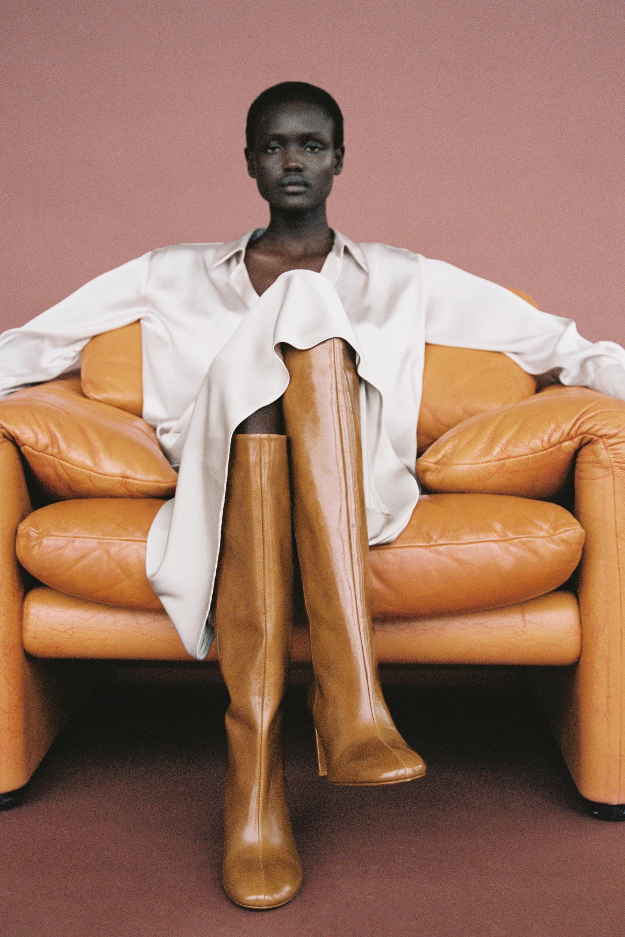 HEELED LEATHER KNEE HIGH BOOTS | Zara US