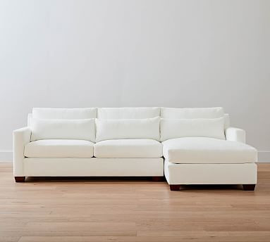 York Square Arm Deep Seat Upholstered Sofa Double Chaise Sectional | Pottery Barn (US)