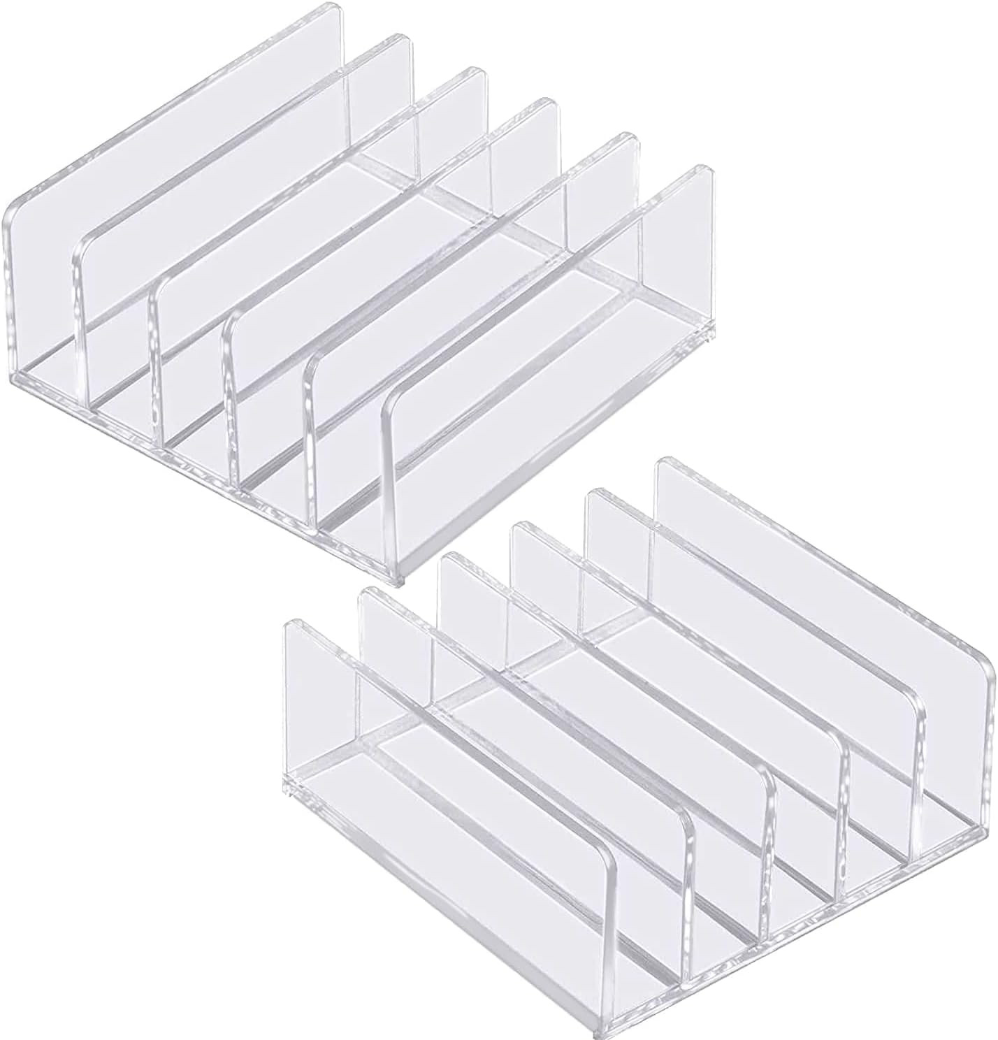 Halyuhn Desk Acrylic Organizer 2 Pack, 5 Compartments Mail Organizer Countertop, Clear Bill Money... | Amazon (US)