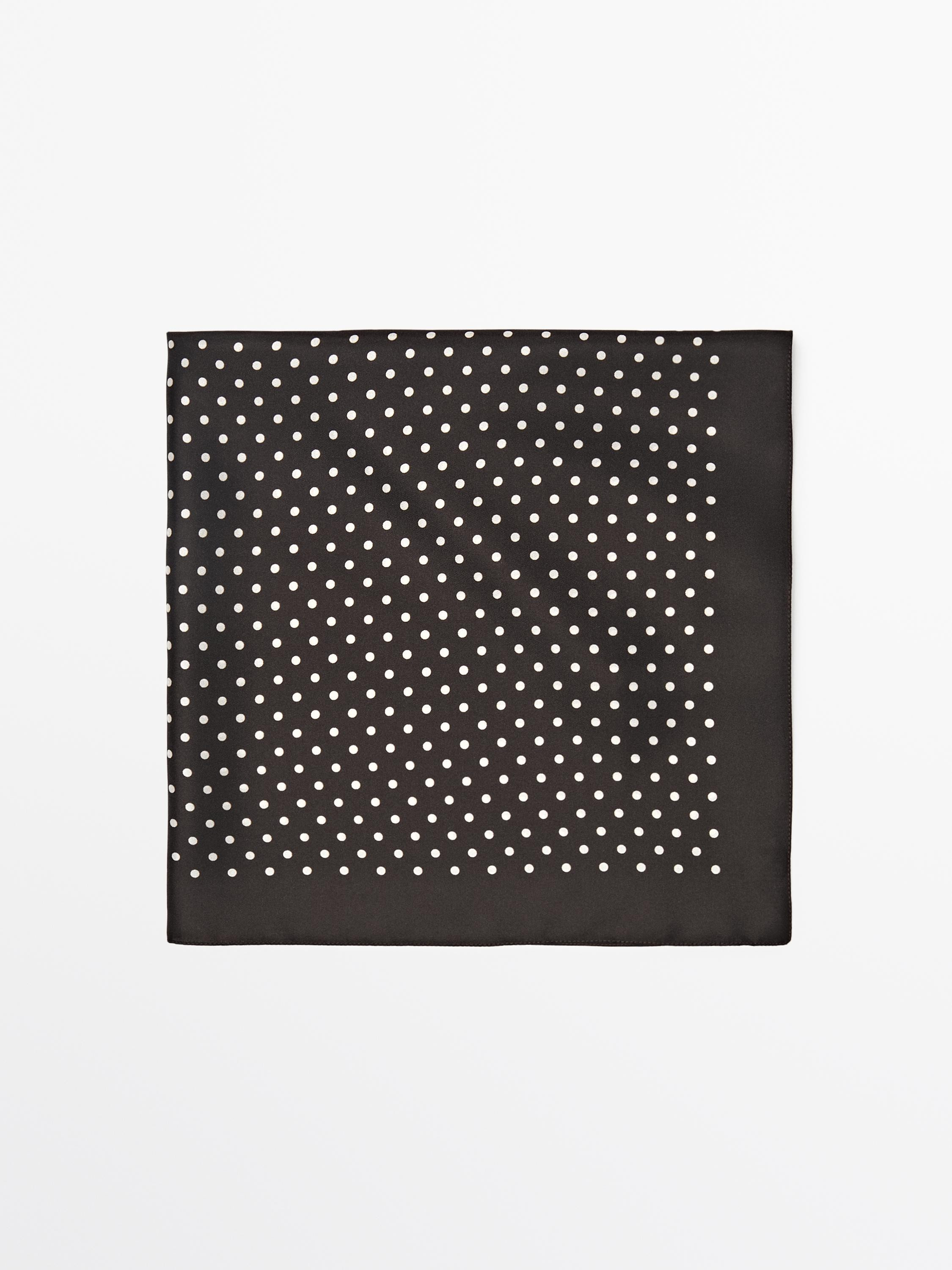 Polka dot print 100% silk scarf | Massimo Dutti UK
