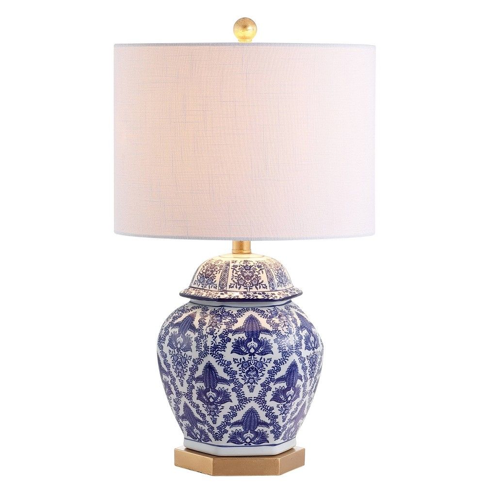 25"" Ceramic/Metal Gretchen Ginger Jar Table Lamp (Includes LED Light Bulb) Blue - JONATHAN Y | Target