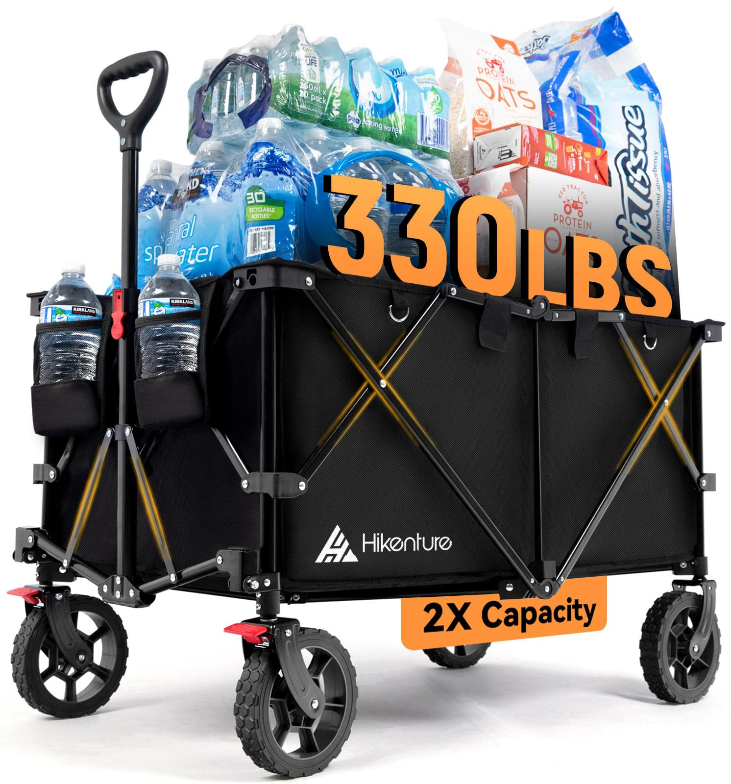 Hikenture Folding Wagon Cart, Portable Large Capacity Beach Wagon, Heavy Duty Utility Collapsible... | Amazon (US)