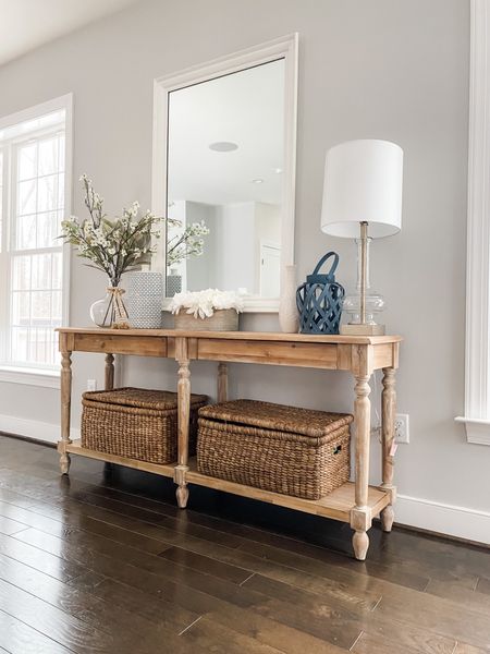 I always get lots of requests for this console table and lidded baskets that fit perfectly! 

Narrow console table, white wash console table, wood console table, coastal console table, world market console table, world market furniture, Amazon neutral decor, clear and gold lamp, large rectangle baskets with lids, baskets with lids, large woven baskets, large rattan baskets, pottery barn baskets, sofa table, behind the sofa table, long console table, foyer table, hallway table, living room table, family room table, toy storage, console table decor, coastal furniture, storage baskets, world market

#LTKhome #LTKU #LTKFind