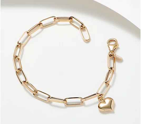 EternaGold Paperclip Chain Motif Bracelet, 14K Gold, 2.4-2.6g | QVC
