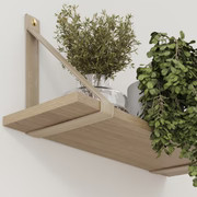 Nathan James Brandon Wall Mount White Marble Floating Shelf for Wall with Brown Leather Strap, Ma... | Nathan James