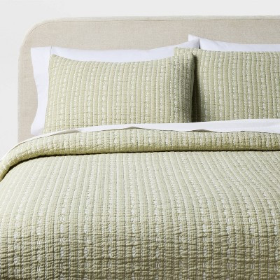 3pc Matelasse Quilt and Shams Set Tinker Stripe Green - Threshold™ | Target