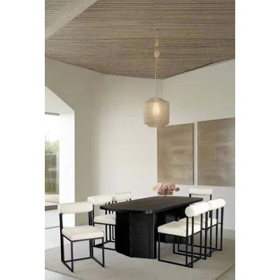 Milo 7-Piece Rectangular Dining Table Set with White Faux Leather Chairs – Modern Black Wood Dining Set | Wayfair North America