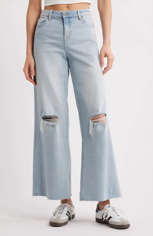 HIDDEN JEANS Distressed Super Wide Leg Jeans in Light Wash at Nordstrom, Size 29 | Nordstrom