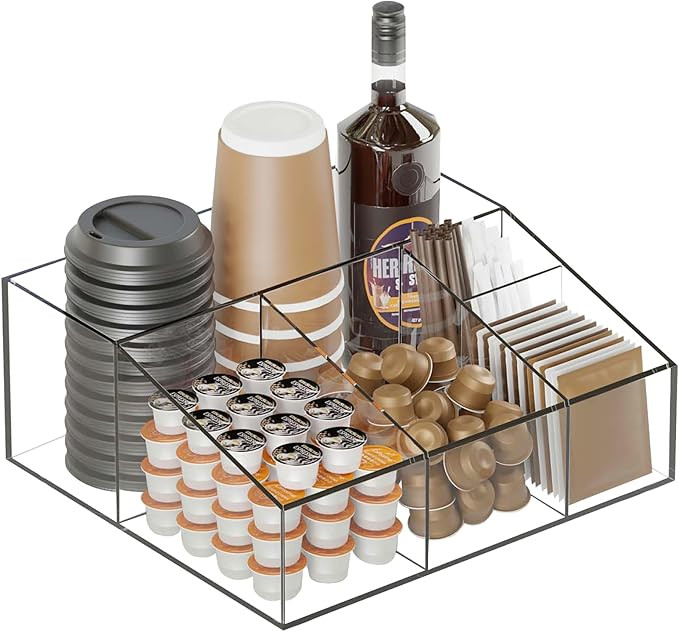 DreamShore Acrylic Coffee Bar Station Organizer for Countertop, Home & Office Breakroom Coffee Ba... | Amazon (US)