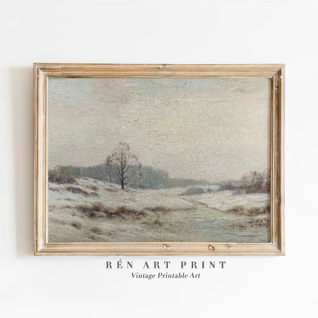 Vintage Winter Landscape Print | Muted Landscape Painting | Snowy Winter Printable Art | Neutral ... | Etsy (CAD)