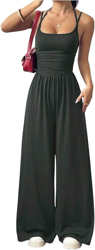 Verdusa Women's Casual One Piece Jumpsuits Summer Outfits Sleeveless Wide Leg Romper Workout Jump... | Amazon (US)