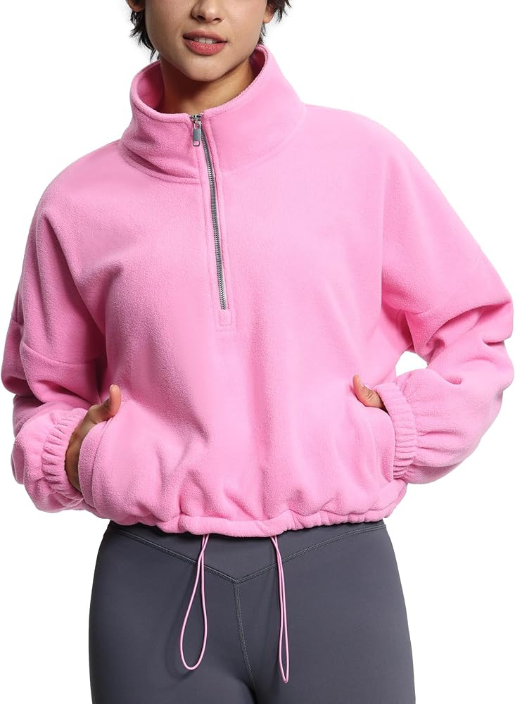 THE GYM PEOPLE Women’s Half Zip Crop Pullover Sweatshirt Fleece Stand Collar Workout Tops with ... | Amazon (US)