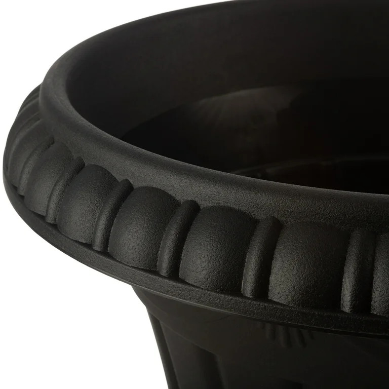 Pure Garden 16x18-inch Outdoor Planter 2-Pack - Plastic Urn Planters, Black | Walmart (US)