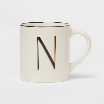 16oz Stoneware Monogram Mug Ivory - Threshold™ | Target