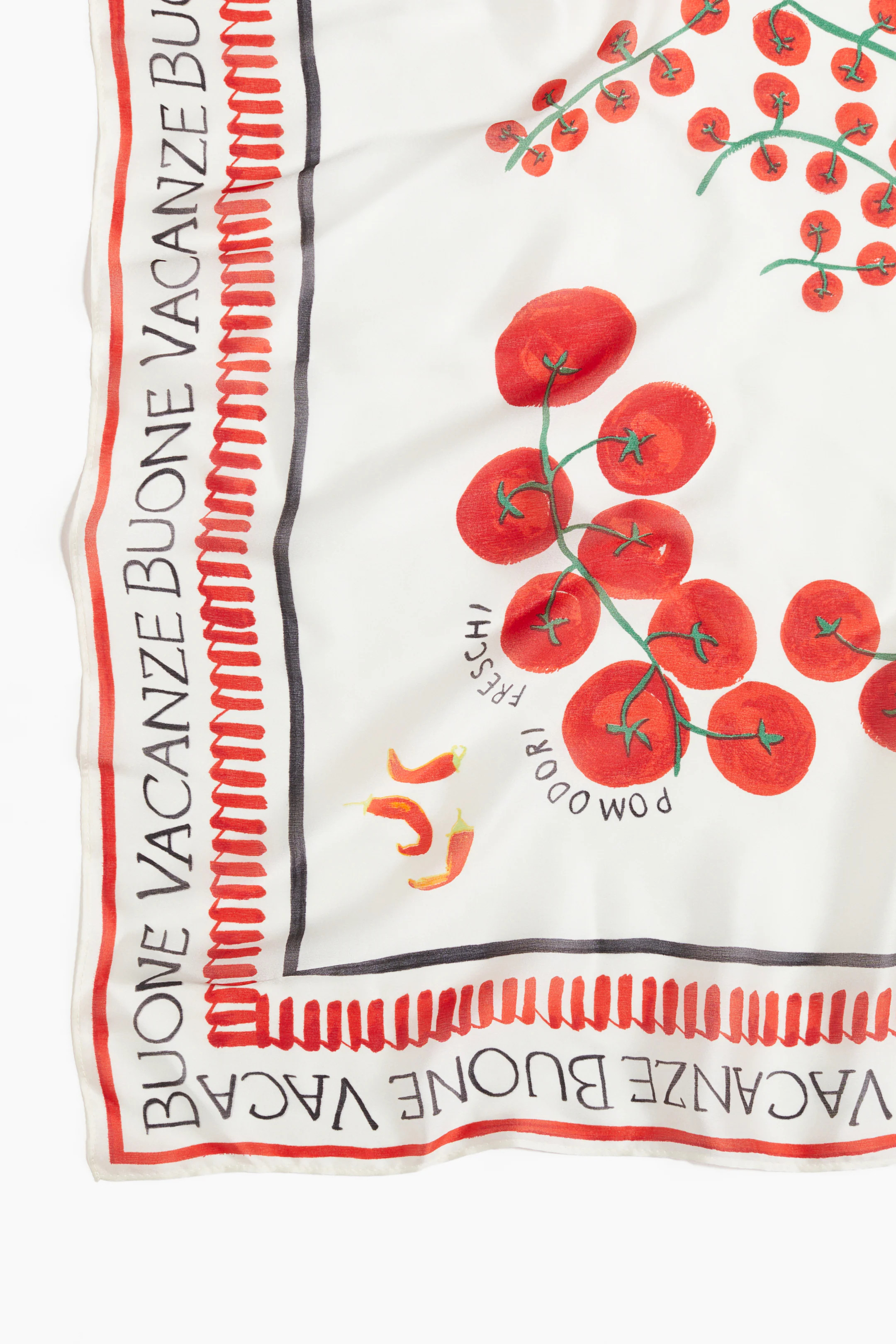 Printed Satin Scarf - White/tomatoes - Ladies | H&M US | H&M (US + CA)