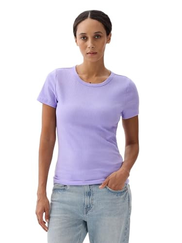 GAP womens Short Sleeve Ribbed Tee Fresh Lavender XXL | Amazon (US)