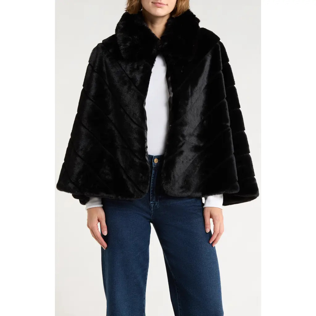 BCBGeneration Faux Fur Cape in Black at Nordstrom Rack | Nordstrom Rack