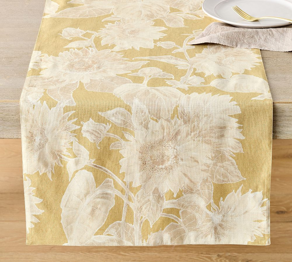 Sunflower Botanical Organic Cotton Table Runner | Pottery Barn (US)
