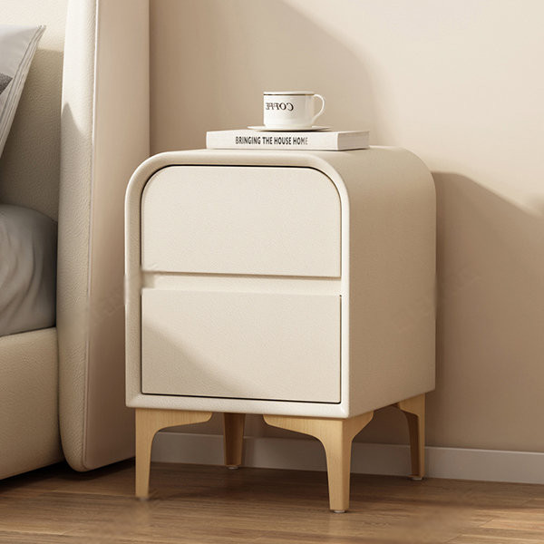 Minimalist Solid Wood Nightstand - Leather - White - Pink - 4 Colors from Apollo Box | Apollo Box