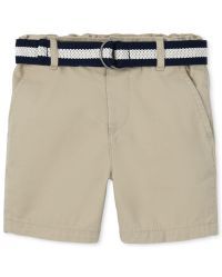 Baby And Toddler Boys Belted Woven Chino Shorts | The Children's Place  - SANDWASH | The Children's Place