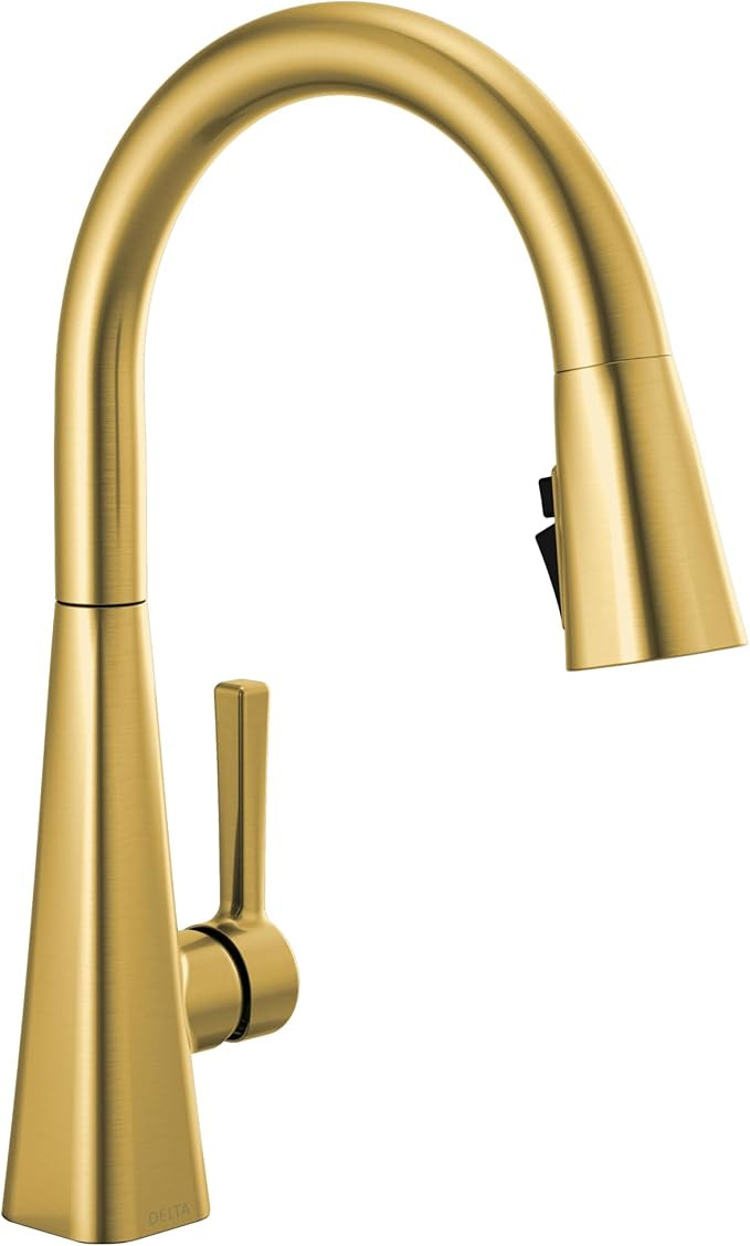 Delta Lenta Brushed Gold Kitchen Faucet with Pull Down Sprayer, Modern Single Hole Kitchen Sink F... | Amazon (US)